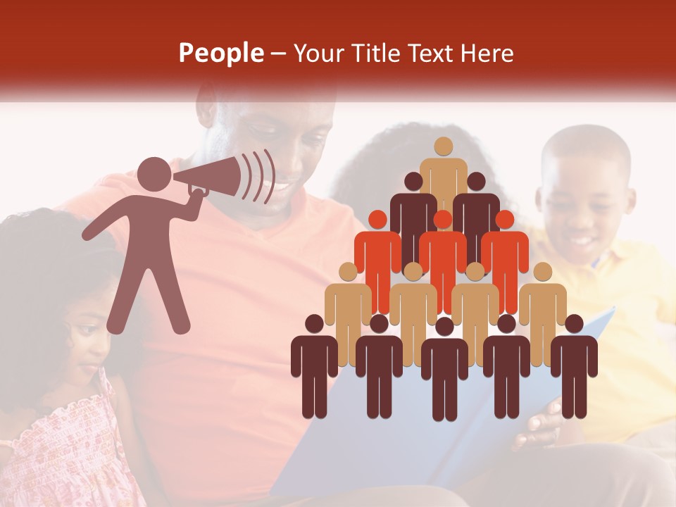 A Man Sitting On A Couch With Two Children PowerPoint Template