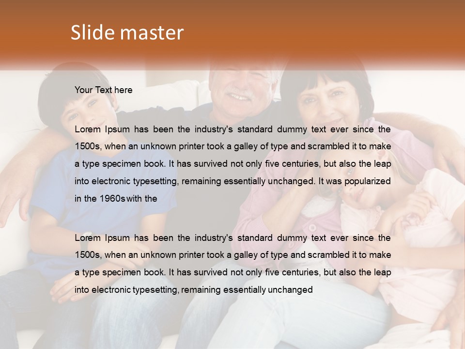 A Family Sitting On A Couch With Their Arms Around Each Other PowerPoint Template