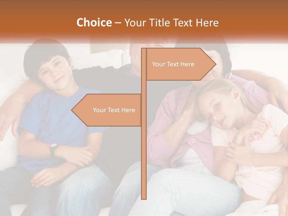 A Family Sitting On A Couch With Their Arms Around Each Other PowerPoint Template
