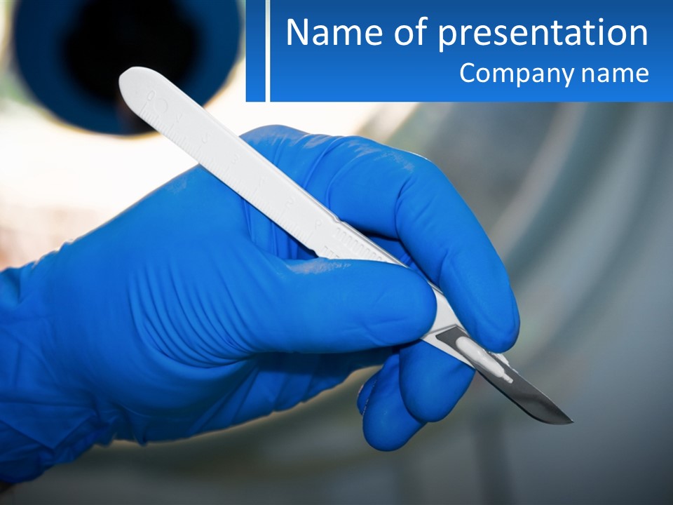 A Person In Blue Gloves Holding A Piece Of Plastic PowerPoint Template