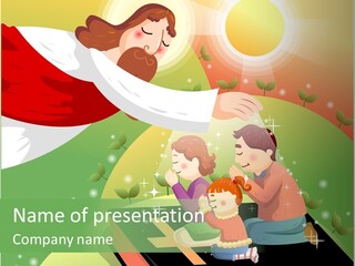 A Religious Powerpoint Presentation With A Woman And Two Children PowerPoint Template