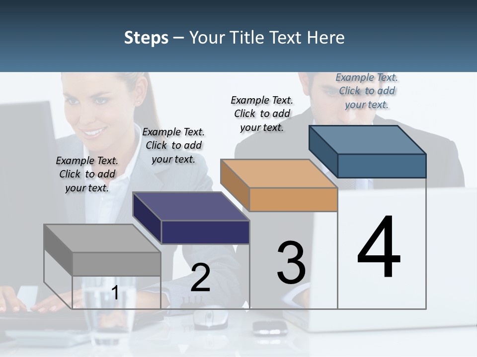 A Man And A Woman Sitting At A Desk In Front Of A Computer PowerPoint Template