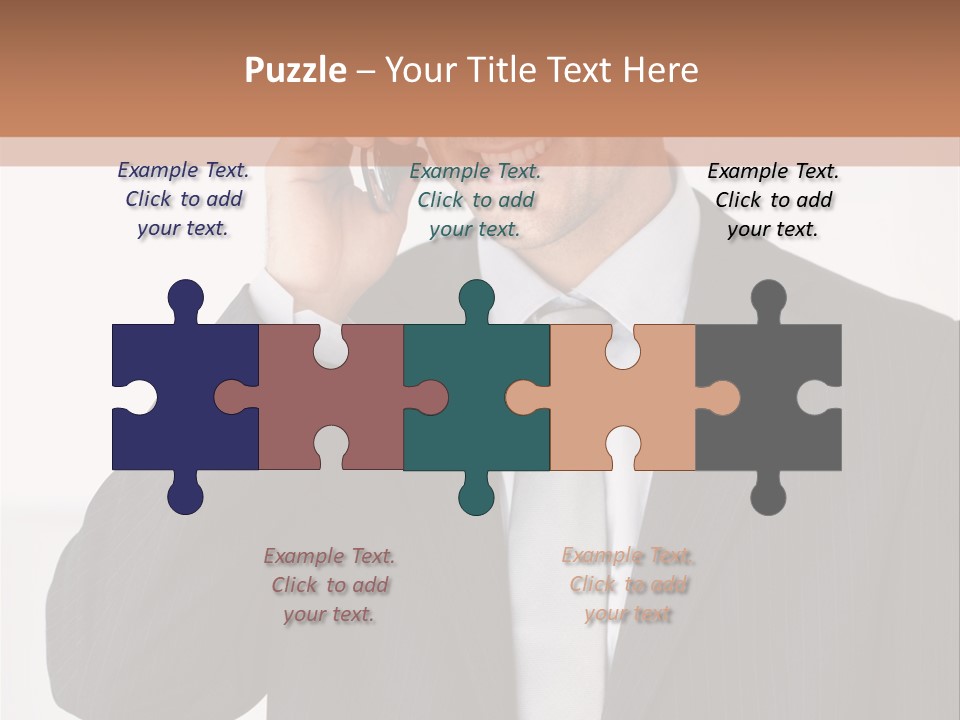 A Man In A Suit Talking On A Cell Phone PowerPoint Template