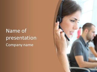 Company Sitting Customer Service PowerPoint Template