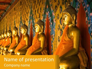 Statue Gold Ayuthaya PowerPoint Template