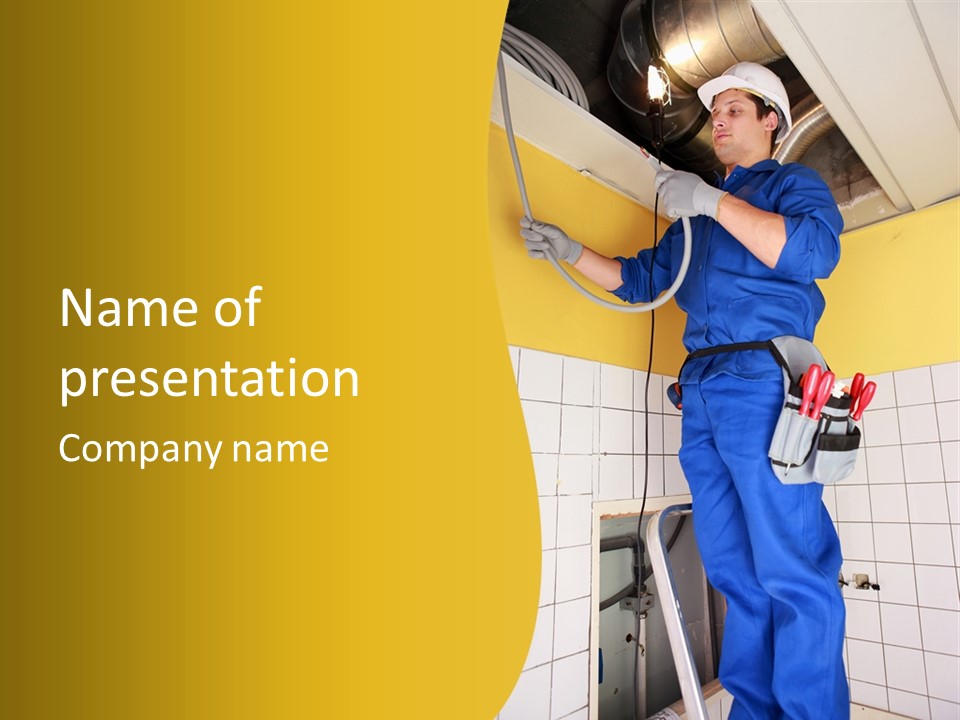 Tradesman Young Door PowerPoint Template