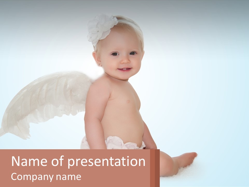 A Baby With Angel Wings Sitting On The Ground PowerPoint Template