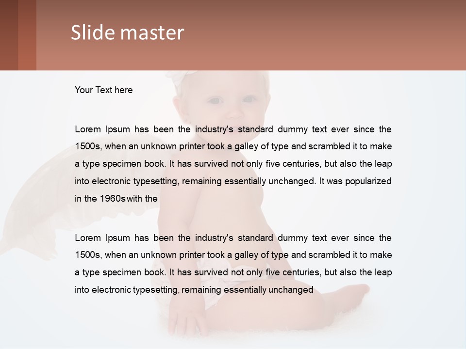 A Baby With Angel Wings Sitting On The Ground PowerPoint Template