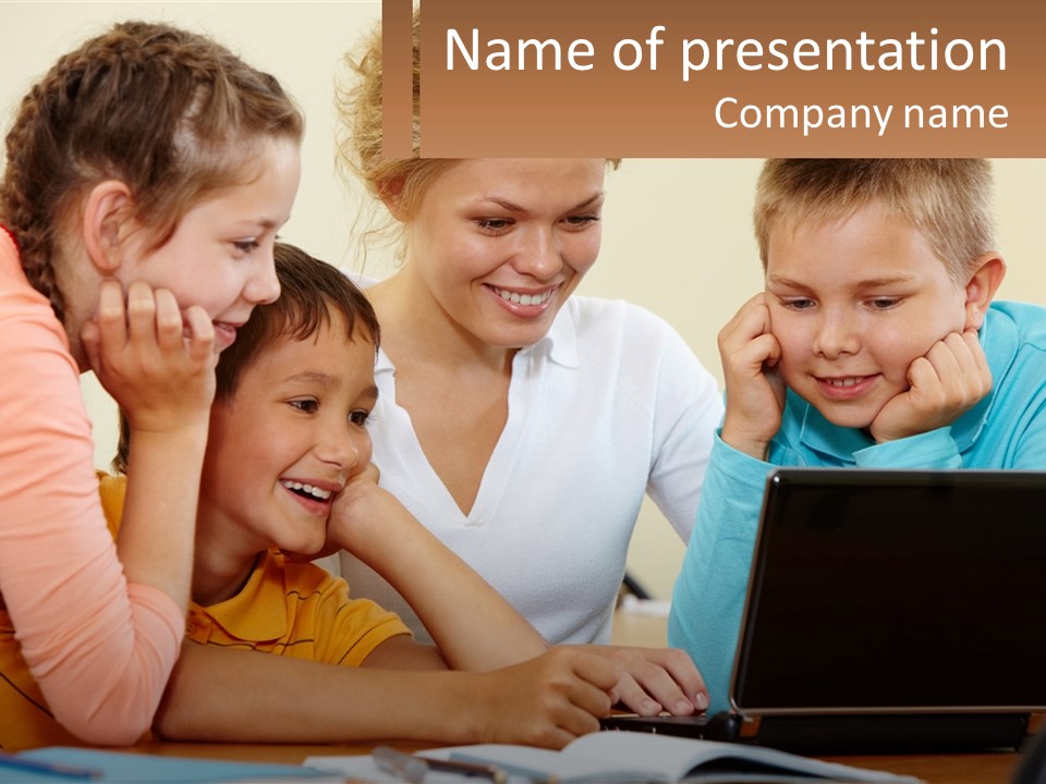 Little Youngster Schoolchildren PowerPoint Template