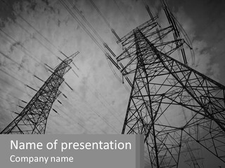 Blue Cable Caution PowerPoint Template