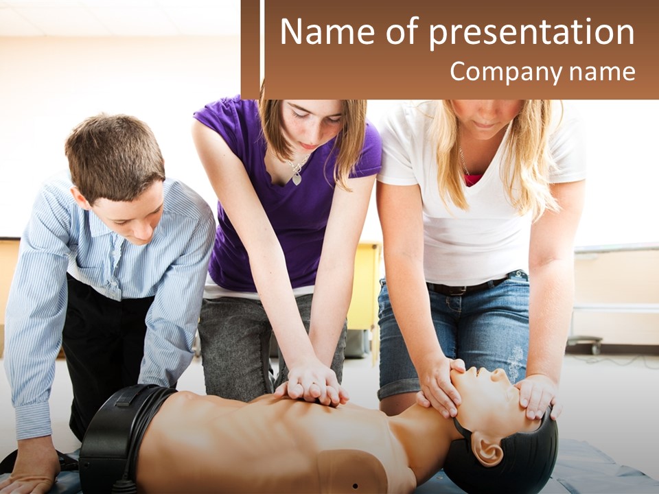 Chest Compression Teenagers Children PowerPoint Template