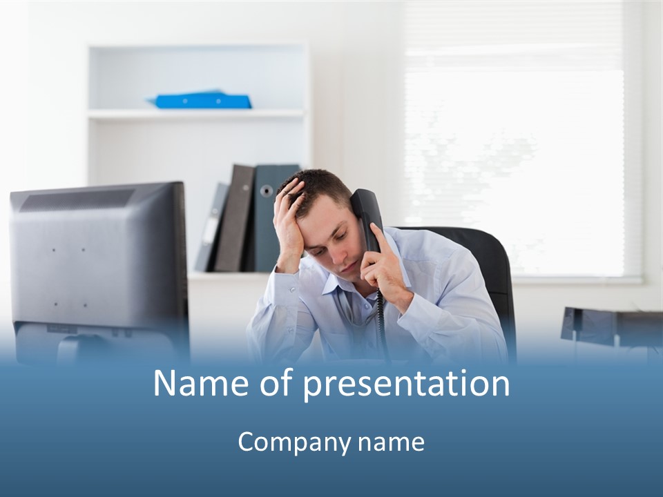 Desk One Person Worker PowerPoint Template