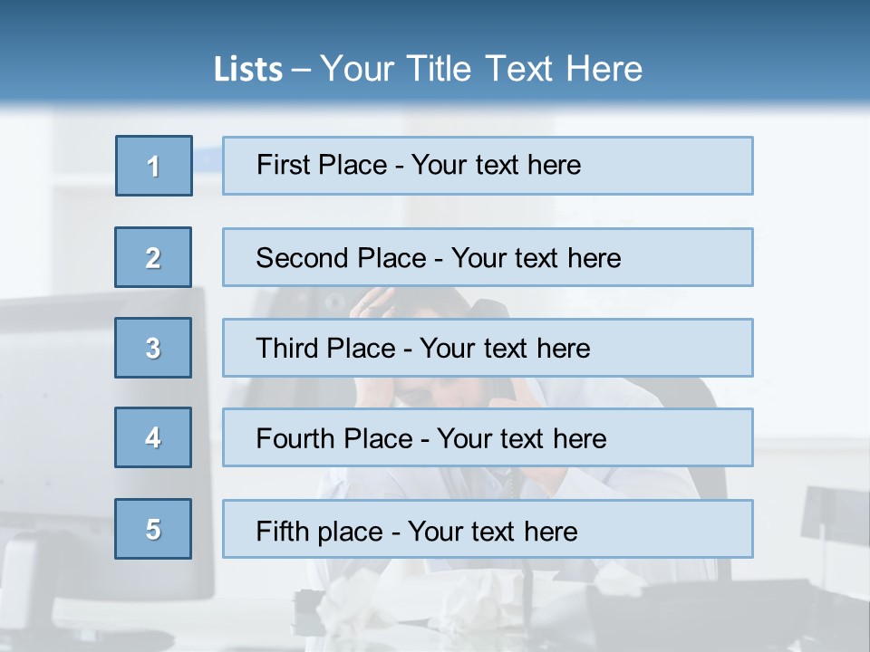 Desk One Person Worker PowerPoint Template