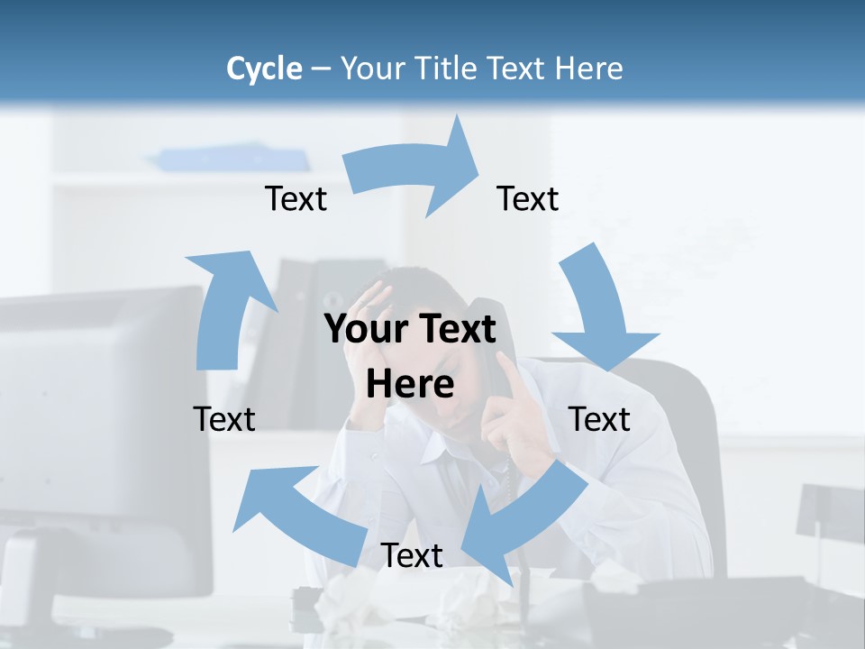 Desk One Person Worker PowerPoint Template