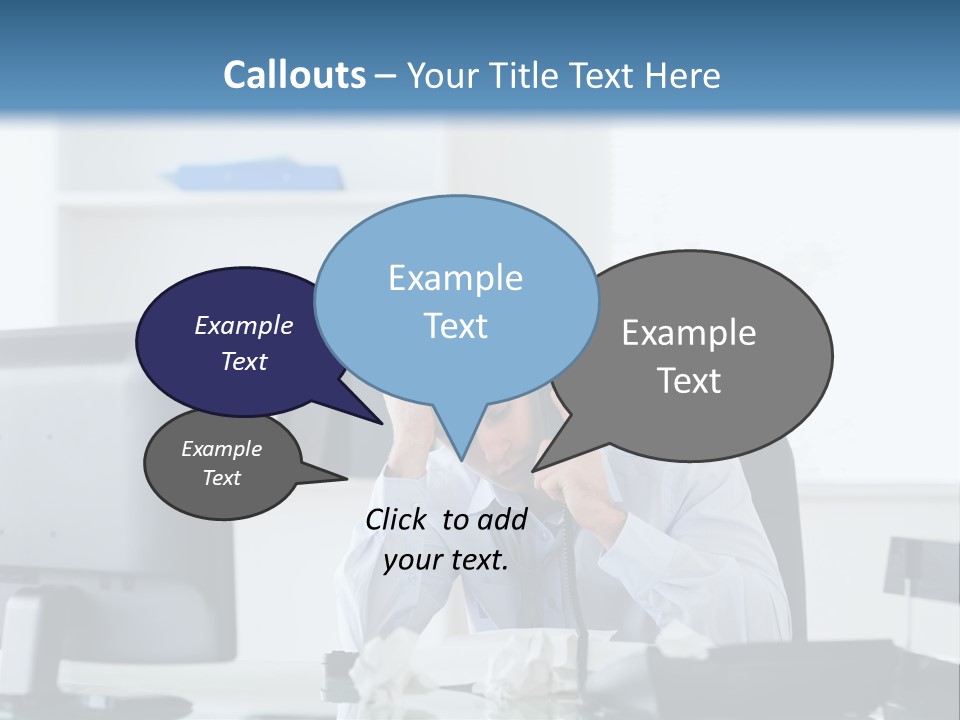 Desk One Person Worker PowerPoint Template
