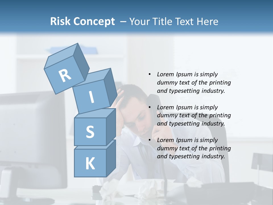 Desk One Person Worker PowerPoint Template