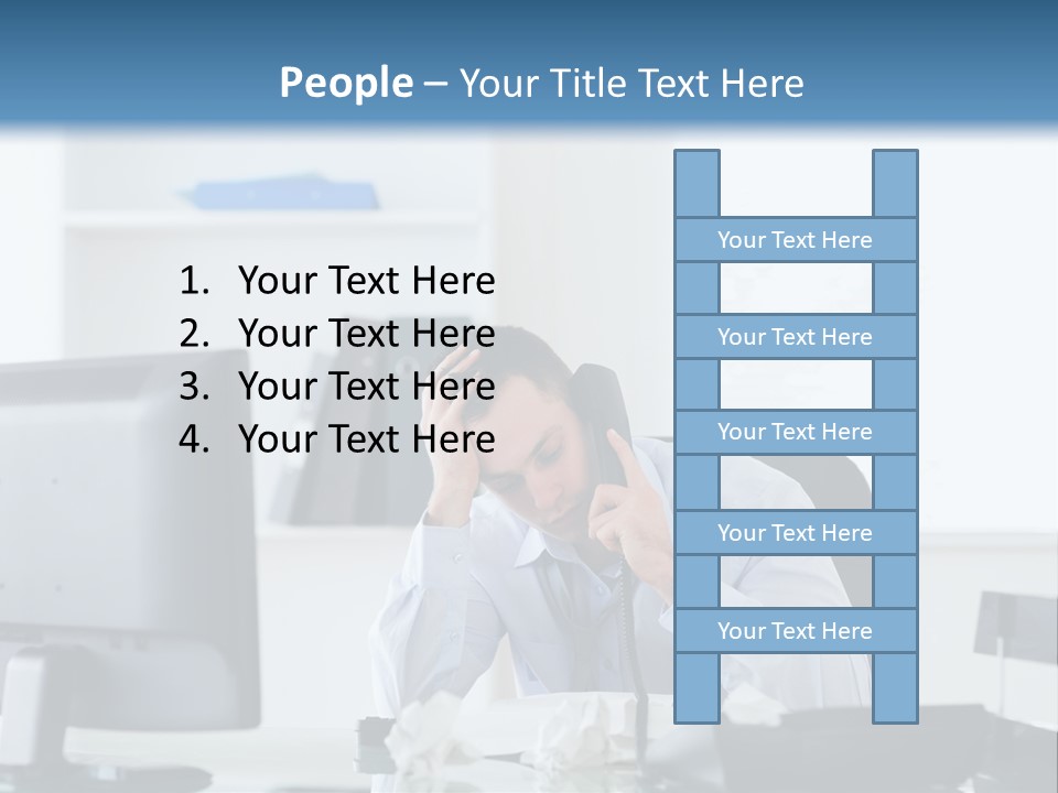 Desk One Person Worker PowerPoint Template