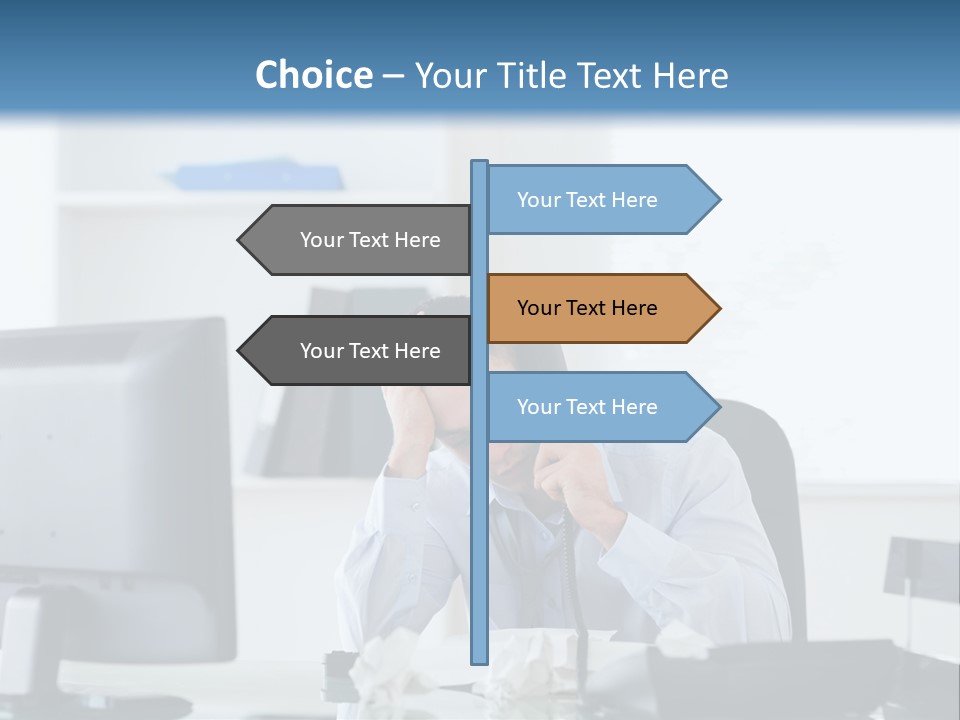 Desk One Person Worker PowerPoint Template