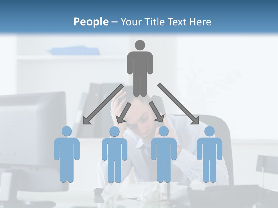 Desk One Person Worker PowerPoint Template