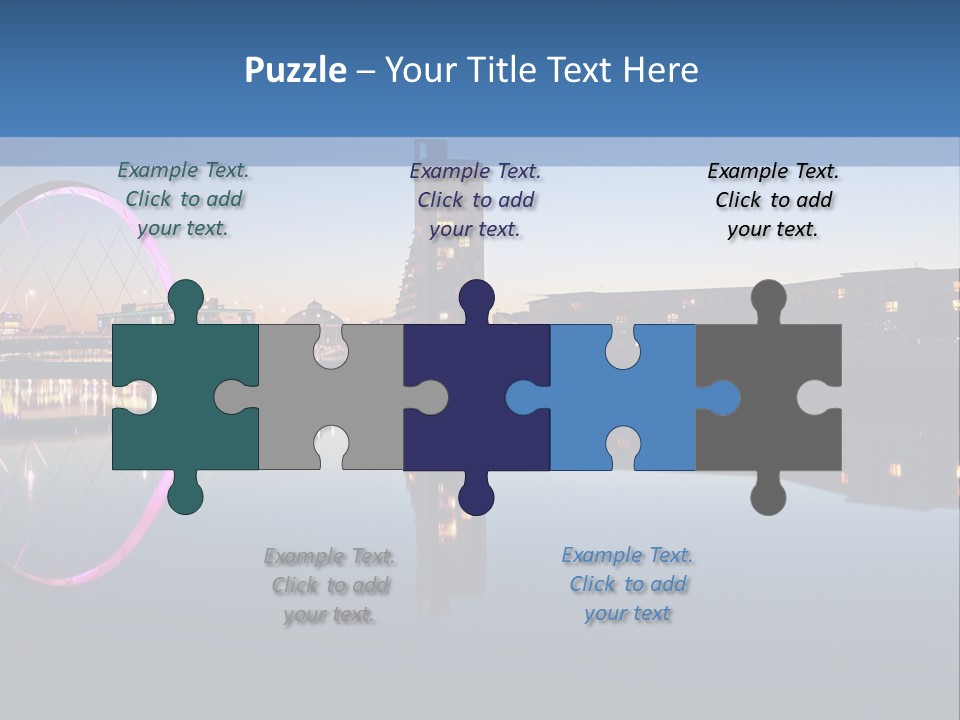 Square Illustration Downtown PowerPoint Template