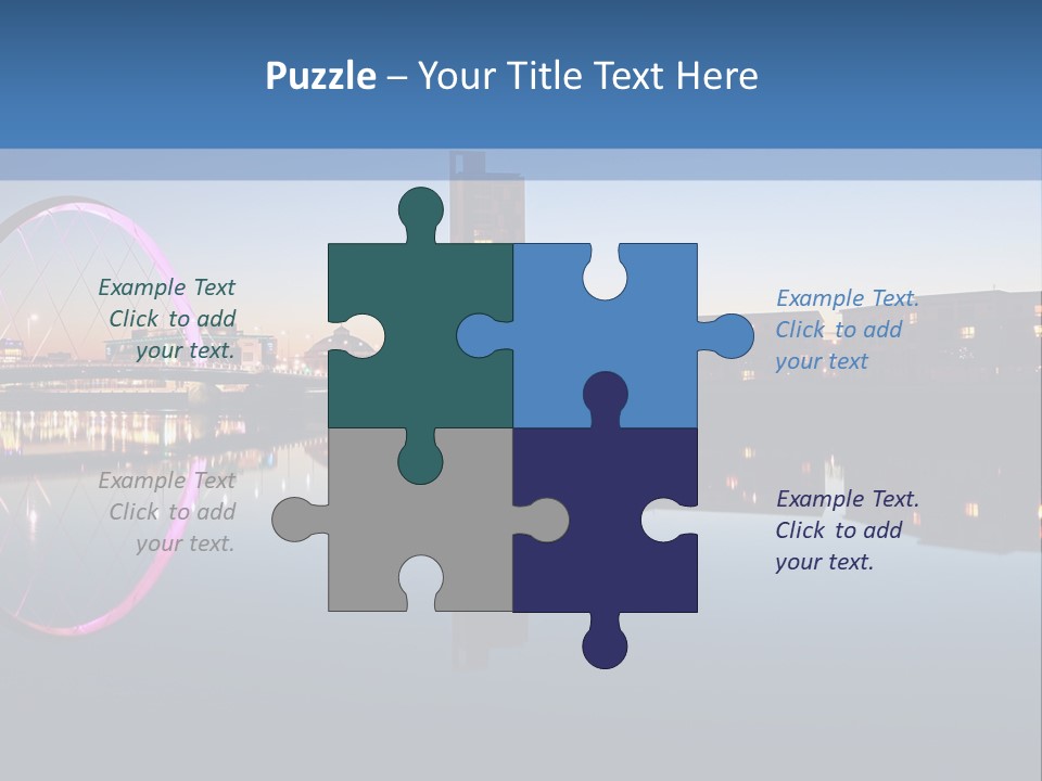 Square Illustration Downtown PowerPoint Template