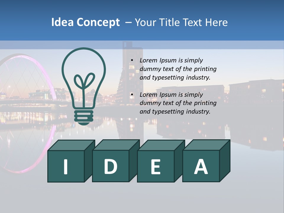 Square Illustration Downtown PowerPoint Template