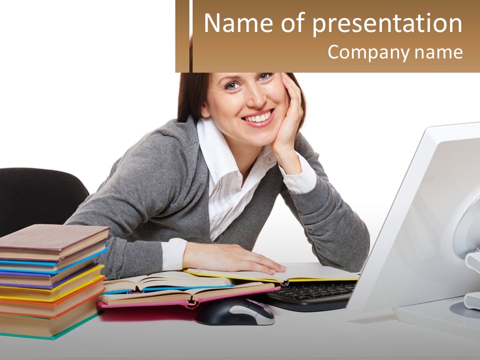College Woman Assured PowerPoint Template