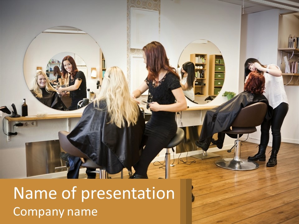 Color Image Hair Salon People PowerPoint Template