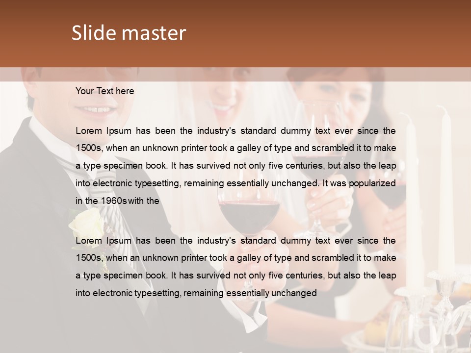 Smoking Wine Bride PowerPoint Template