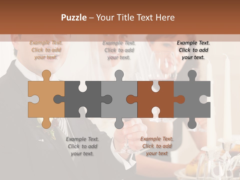 Smoking Wine Bride PowerPoint Template