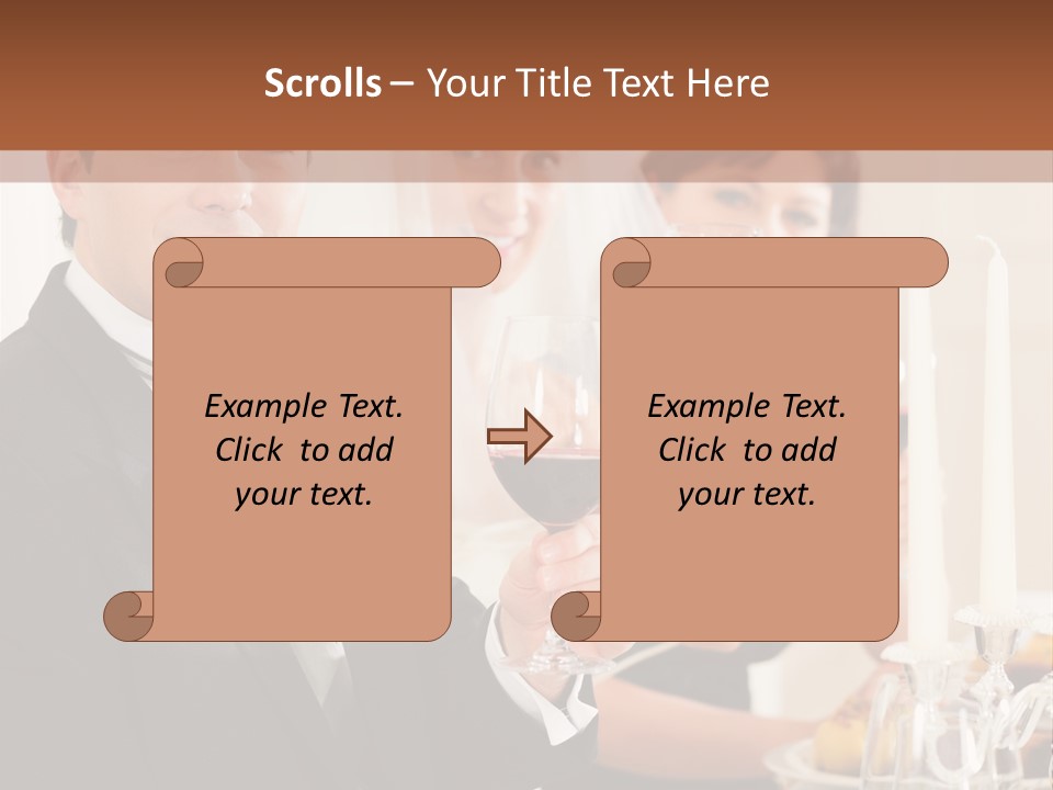 Smoking Wine Bride PowerPoint Template