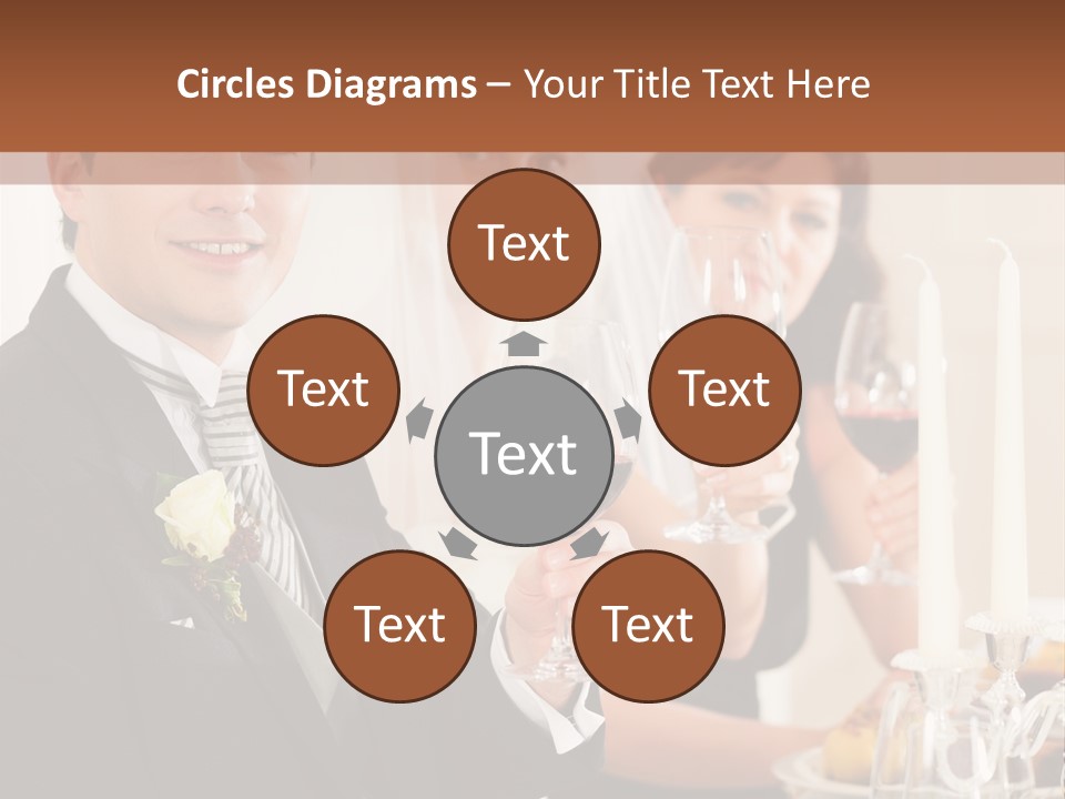 Smoking Wine Bride PowerPoint Template