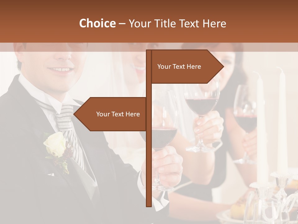 Smoking Wine Bride PowerPoint Template