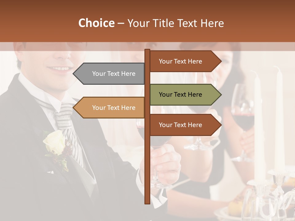 Smoking Wine Bride PowerPoint Template