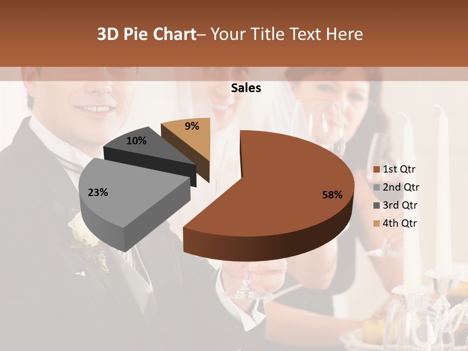 Smoking Wine Bride PowerPoint Template