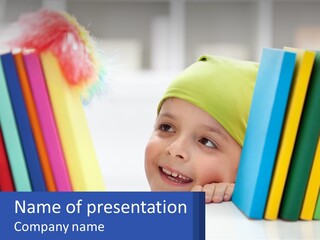 Caucasian Smiling Scarf PowerPoint Template