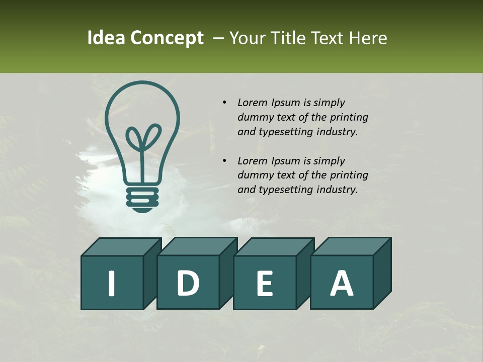 Green Glow Koosah Falls PowerPoint Template