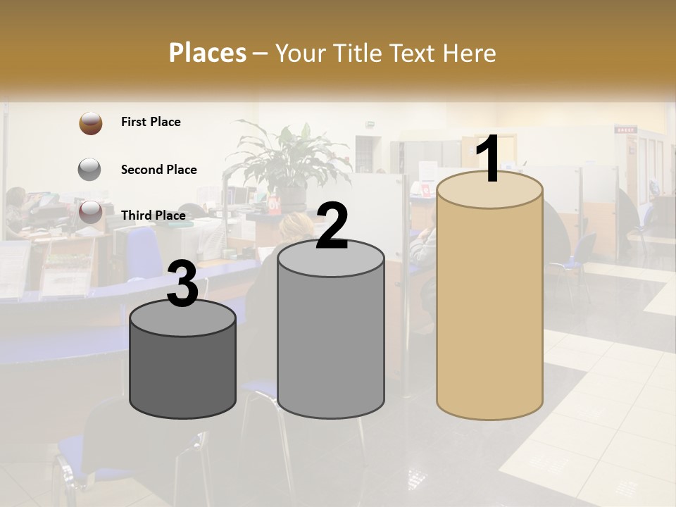 A Group Of People Sitting At Desks In An Office PowerPoint Template