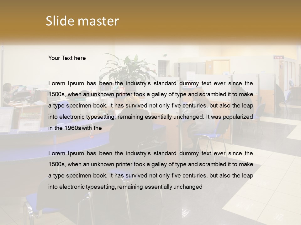 A Group Of People Sitting At Desks In An Office PowerPoint Template