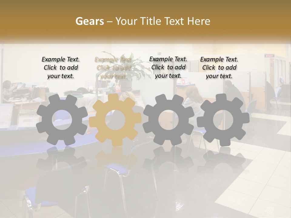 A Group Of People Sitting At Desks In An Office PowerPoint Template