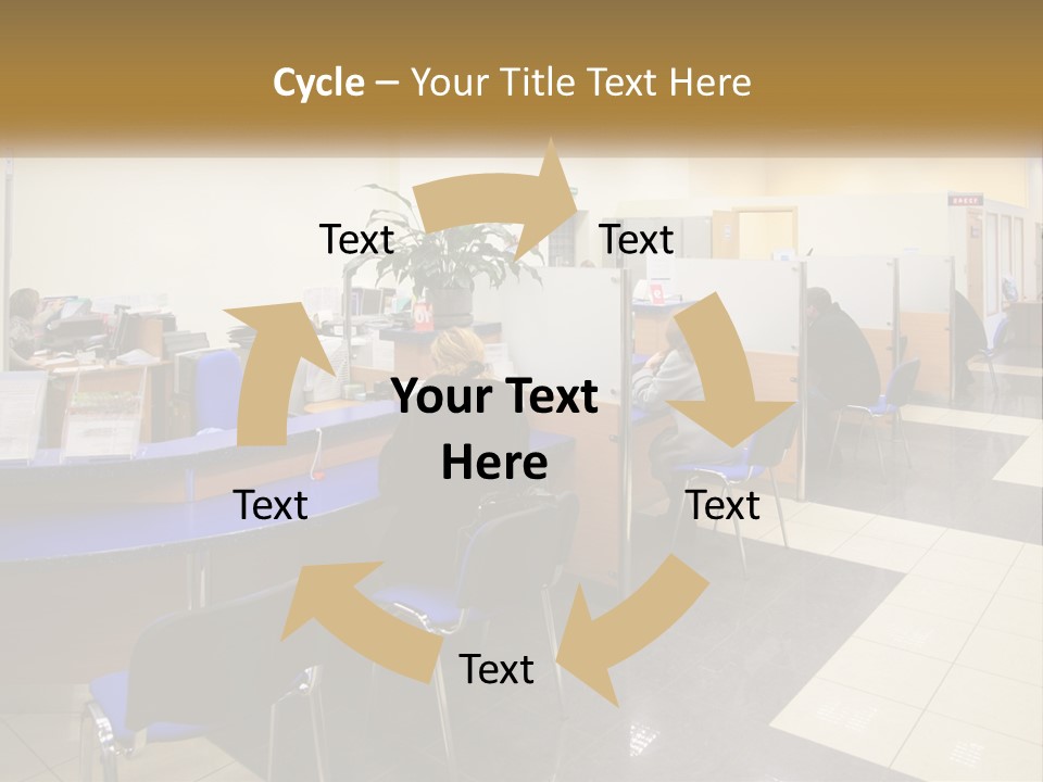 A Group Of People Sitting At Desks In An Office PowerPoint Template