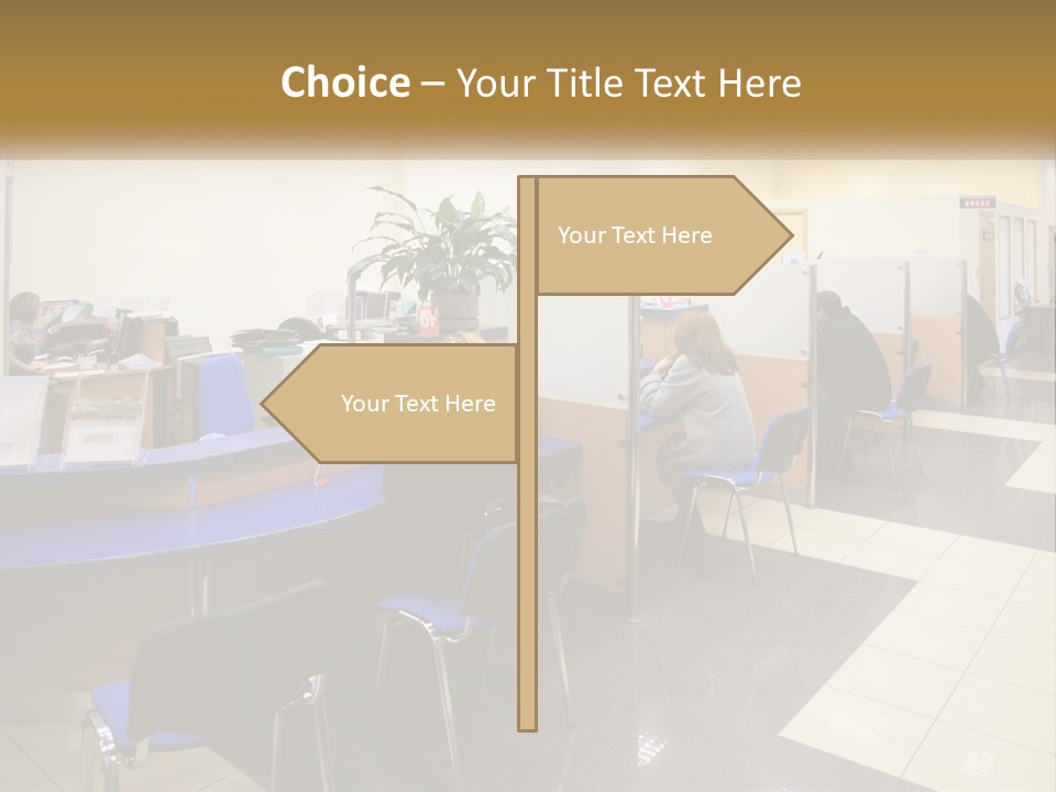 A Group Of People Sitting At Desks In An Office PowerPoint Template