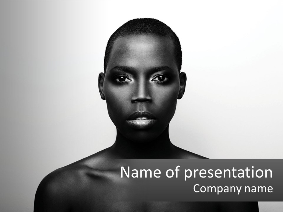 A Woman With Black Skin And Makeup On Her Face PowerPoint Template