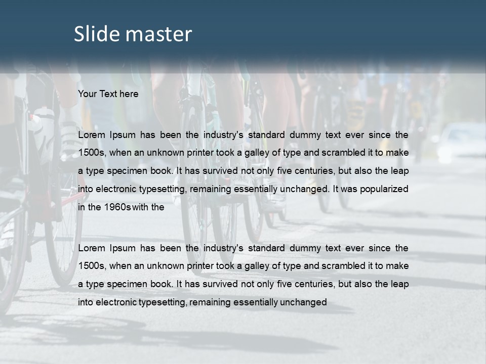 A Group Of People Riding Bikes Down A Street PowerPoint Template