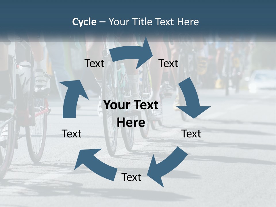 A Group Of People Riding Bikes Down A Street PowerPoint Template