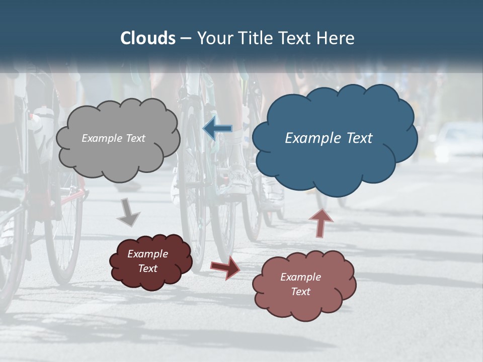 A Group Of People Riding Bikes Down A Street PowerPoint Template