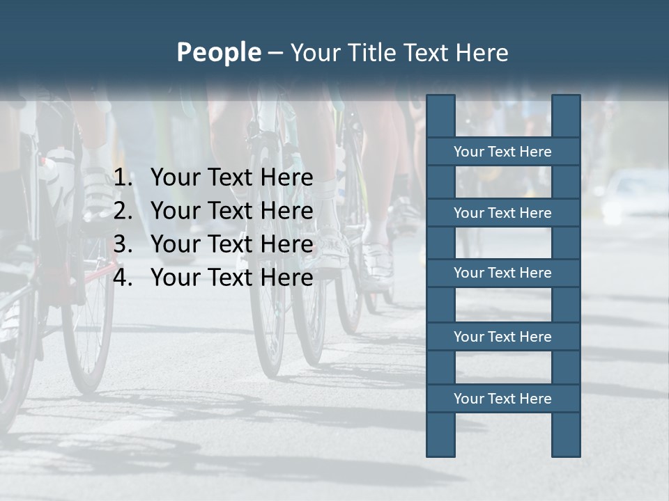 A Group Of People Riding Bikes Down A Street PowerPoint Template