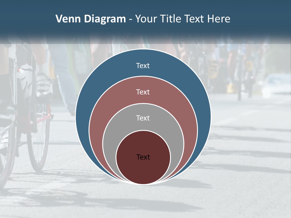 A Group Of People Riding Bikes Down A Street PowerPoint Template