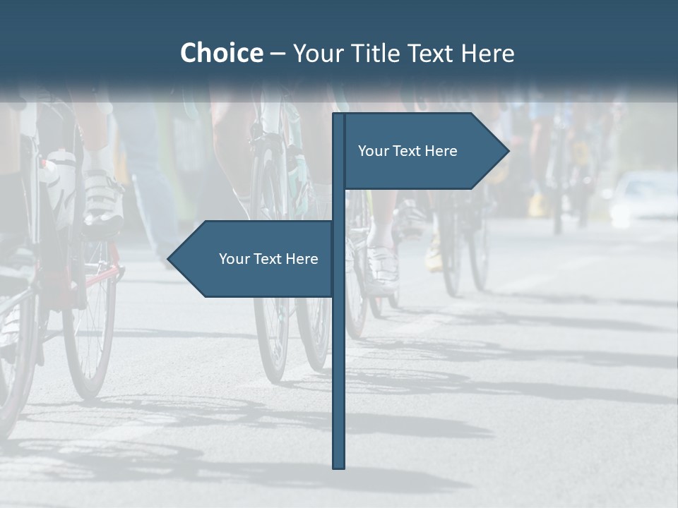 A Group Of People Riding Bikes Down A Street PowerPoint Template