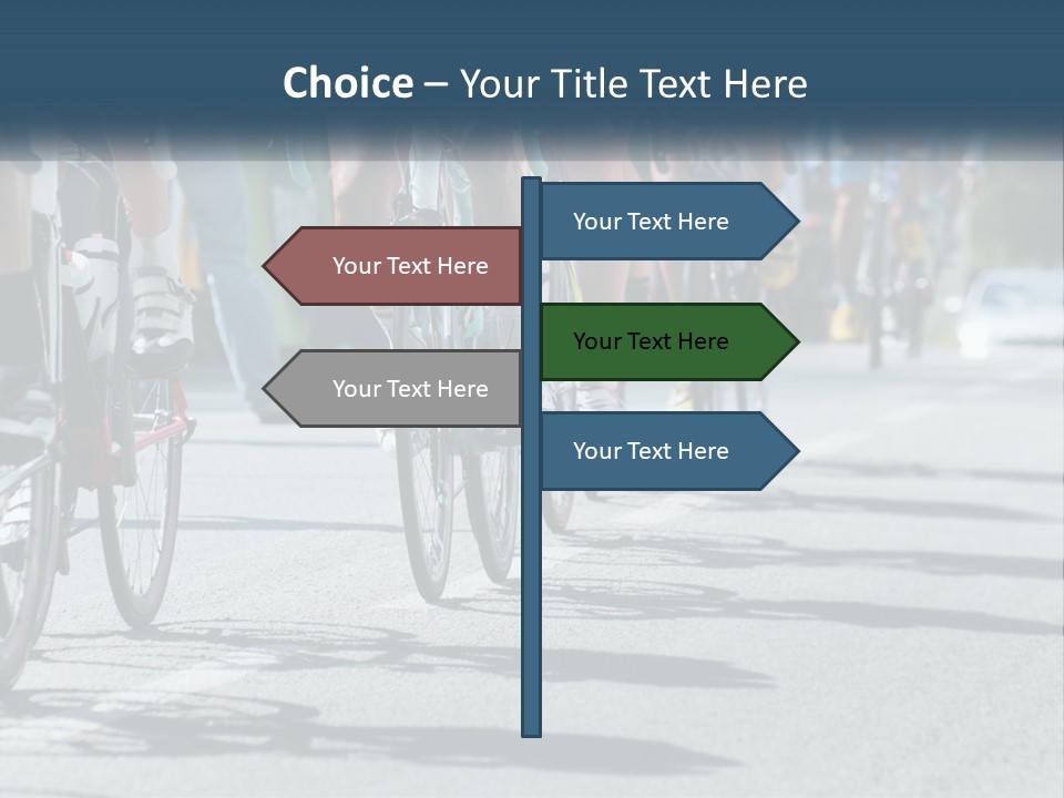 A Group Of People Riding Bikes Down A Street PowerPoint Template